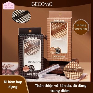 Mút tán phấn nền và cushion Gecomo phiên bản caro chess play bàn cờ cao cấp kèm hộp đựng