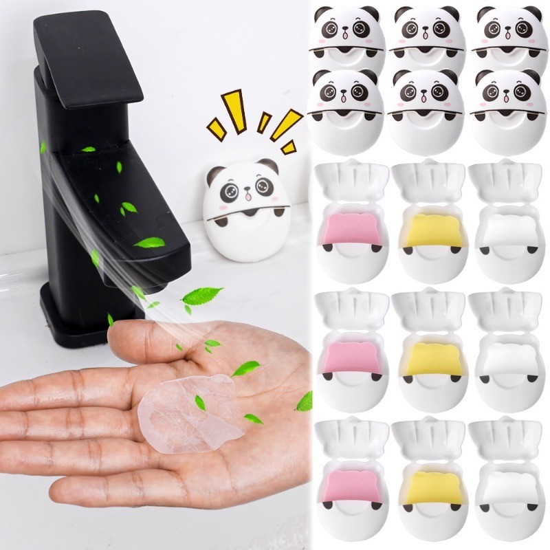 [Đặc sắc] Xà phòng Panda - Xà phòng vệ sinh du lịch - Di động, dùng một lần, Mini, Rich Foam - Tấm xà phòng làm sạch - Giấy rửa tay - Đồ vệ sinh ngoài trời