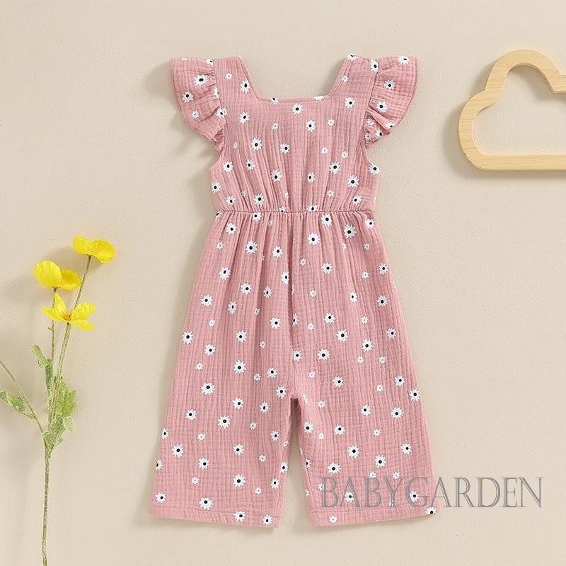 / / -6tháng-4year Bé gái Áo liền quần mùa hè Áo liền quần in hoa thông thường cho trẻ mới biết đi Quần áo dễ thương