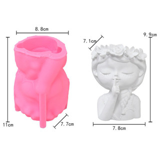 Khuôn Silicon 3D Cô Gái Dễ Thương Chậu Hoa Khuôn DIY Thủ Công Thủ Công Thạch Cao Nến Pha Lê Nhựa Dính Khuôn Cho Trang Trí Nhà
