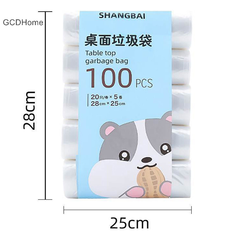Gcdhome 5 Cuộn 100 Chiếc Túi Đựng Rác Hộ Gia Đình Dày Nhỏ Để Bàn Dùng Một Lần Thùng Rác Túi Đựng Rác Đồ Dùng Nhà Bếp HOT