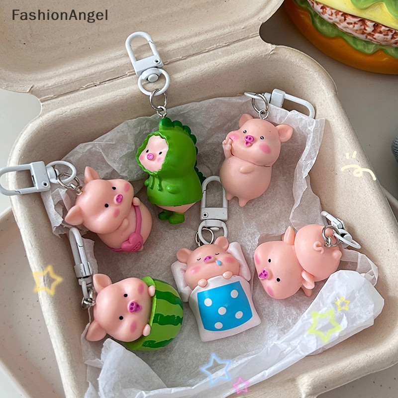FashionAngel Dễ Thương Ngộ nghĩnh Ba Chiều Heo Móc Khóa Hình Động Vật Móc Khóa Túi Điện Thoại Di Động Mặt Dây Chuyền Trang Trí Phụ Kiện TH