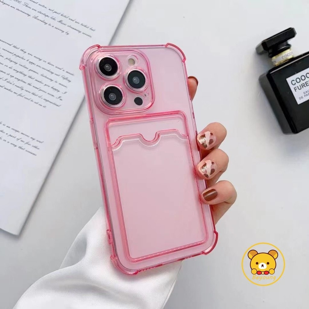 Ốp Ví Đựng Thẻ Trong Một Trong Suốt Cho Xiaomi 13T 12T Pro 12 11 Lite Poco C55 C40 C31 X6 M6 M5S X5 X3 M2 Pro NFC 4G 5G Hộp Đựng Thẻ Mềm Chống Sốc Chống Rơi