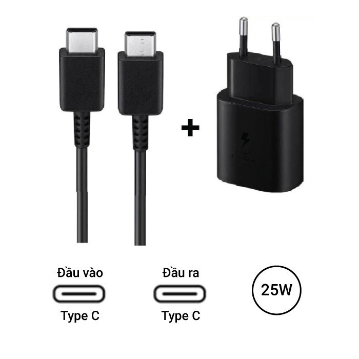 Củ sạc nhanh Samsung 25W cổng sạc Type C, sạc được cho các dòng điện thoại, máy tính bảng Samsung