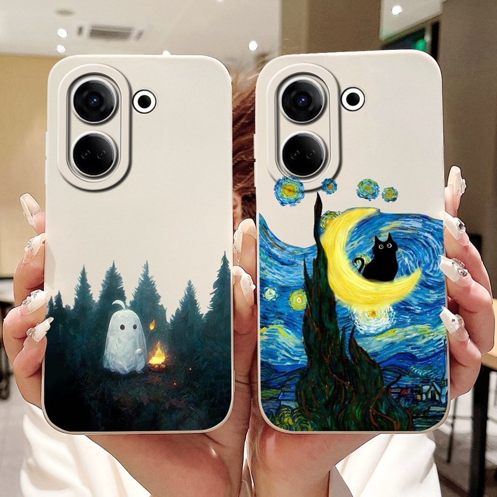 Ốp lưng Tecno Camon 20 Pro CK7n Camon20 CK6n Thẩm Mỹ Mèo Dễ Thương Sơn Cà Phê Silicon Chống Sốc Techno Camon 20 Vỏ Điện Thoại