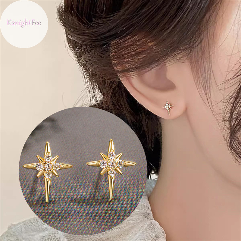 K2nightfee 1 Đôi Bông Tai Ngôi Sao Tám Cánh Zircon Đơn Giản Cho Nữ Tinh Tế Bông Tai Nhỏ Đa Năng Phụ Kiện Trang Sức Quà Tặng VN