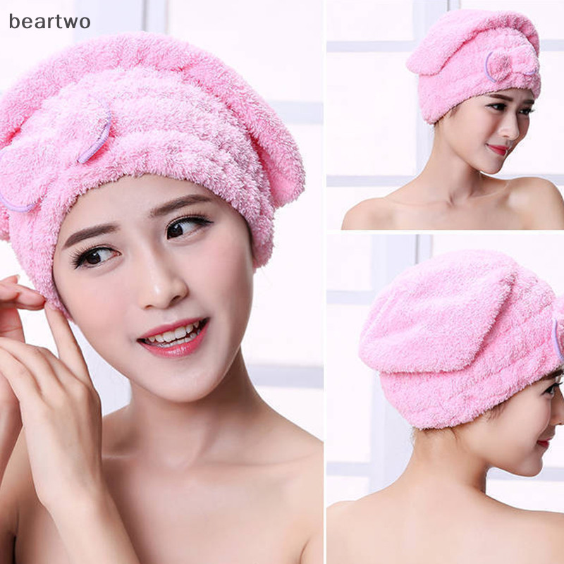 < Beartwo > Microfibre Nhanh Khô Tóc Tắm Spa Nơ Quấn Khăn Tắm Phụ Kiện Phòng Tắm Tắm Tắm Cho Nữ Tóc Đẹp