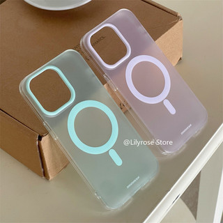 Ốp Từ Tính Bán Trong Suốt Cho Apple iPhone 15 14 13 12 Pro Max Frosting Matte Casing iPhone Hàn Quốc Thẩm Mỹ Tím Hồng Xanh Vàng Xanh Dương Phong Cách Y2K