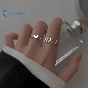 Kudosation 2 Chiếc Thời Trang Rỗng Ra Tình Yêu Nhẫn Hình Học Cá Tính Nhẫn Mở Nhẫn Niche Nhẫn Nhẫn Trang Sức Thời Trang Quà Tặng Nhẫn