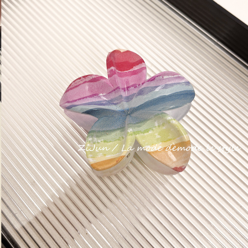 [Yunyuan] Mới Halo Nhuộm Hoa Anh Đào Sứ Kẹp Tóc Frangipani Phụ Kiện Tóc Làm Đẹp Đầu Lưng Cá Mập Kẹp Năm Cánh Hoa Trang Trí