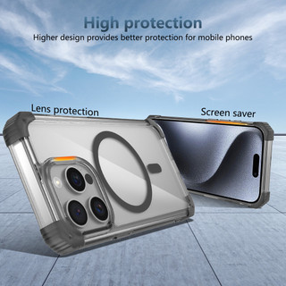 Dành Cho iphone 15 Pro Max / 14 Pro / 13 Pro Max Ốp Lưng Trong Suốt Từ Tính Chống Sốc Cấp Quân Sự Bảo Vệ Góc Bảo Vệ Mỏng Vỏ Điện Thoại
