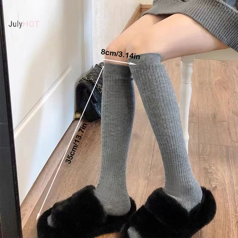 Julyhot 1 Cặp Mùa Đông Màu Trơn Bé Gái Tất Bê Và Ống Dài Tất Dày Chặt Ấm Áp Ôm Tất Chất Liệu Dệt Kim Massivedeals