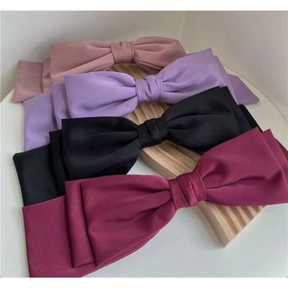 Nơ kẹp tóc lớn màu hồng đen bằng satin, bền nhiều lớp, phong cách thời trang Hàn Quốc