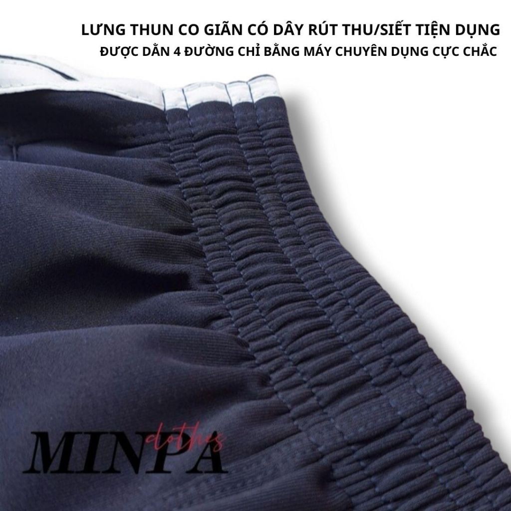 Quần thể dục 3 sọc poly co giãn 4 chiều màu xanh đen quần dài thể thao nam nữ, VỪA CHO HỌC SINH CẤP 1-2-3