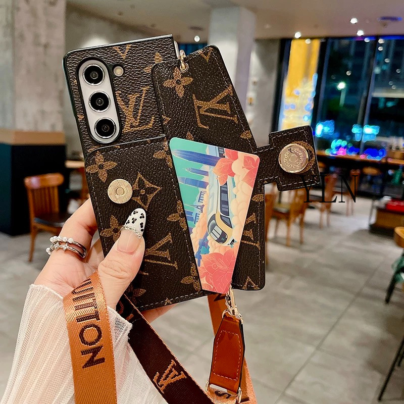 Ốp điện thoại gấp cao cấp sang trọng cho Samsung Galaxy Z Fold 2 3 4 5 6 7 Vỏ cho Z Fold7 Với giá đỡ thẻ sang trọng Vỏ bảo vệ chống sốc