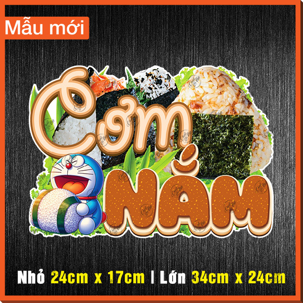 Miếng dán CƠM NẮM decal trang trí tường tủ kính xe đẩy quán ăn decor ...