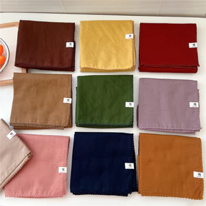 68 Màu Trơn Thời Trang Hàn Quốc Mặc Bên Ngoài Mùa Xuân Thu Cotton Khăn Vuông Nhỏ