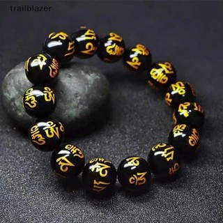 Trailblazer Phật Giáo Tây Tạng Sáu Từ Mantra Vòng Tay Dành Cho Nam Nữ Đen Obsidian Bùa Hộ Mệnh May Mắn Lắc Tay Trang Sức Với Hộp Quà Tặng Mới
