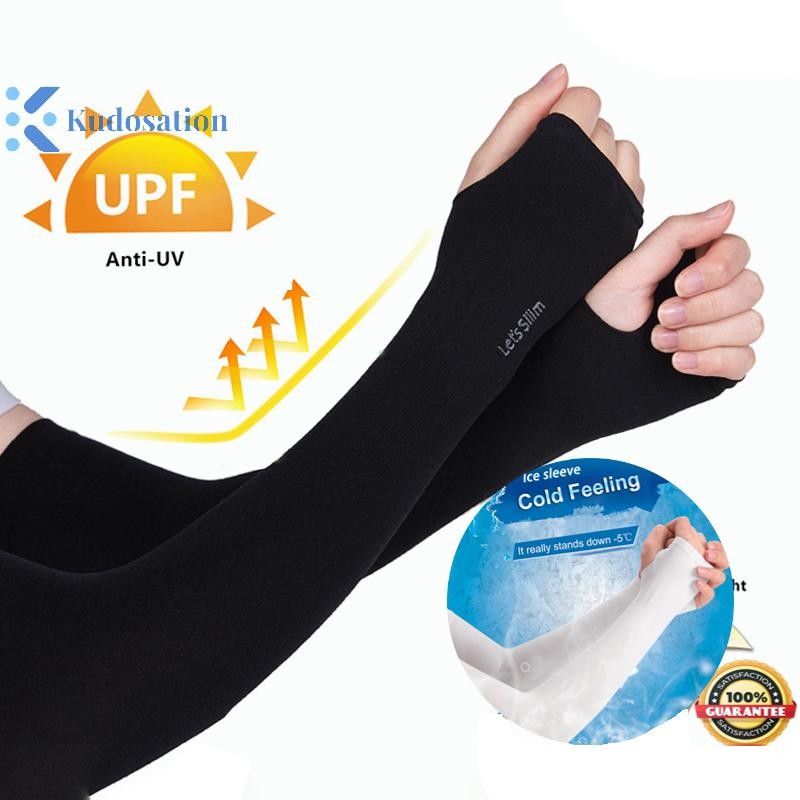 Kudosation Mùa Hè Băng Lụa Dài Tay Chống Nắng Bao Tay Nam Nữ Vòng Tay Mới Thoáng Mát Tay Chống Tia UV Đi Xe Đạp Tay Áo Ngón