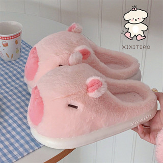 Xixitiao Dễ Thương Kapibara Cotton Dép Nam Nữ Nhà Ấm Lông Cừu Lót Dễ Thương Cặp Đôi Lông Dép
