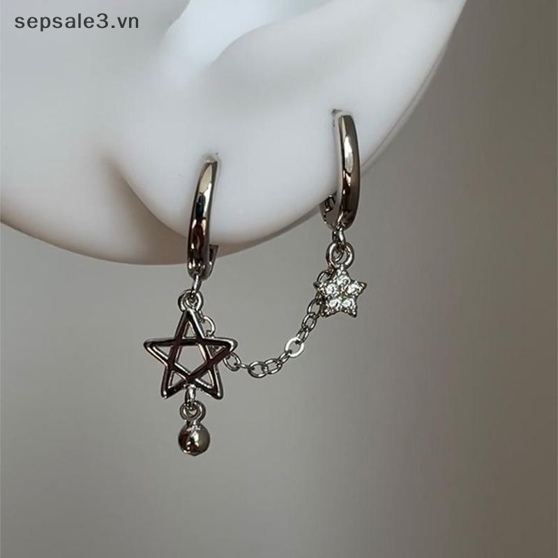 # Sepsale # 1 Chiếc Màu Bạc Sao Dây Xích Đôi Tai Xương Tai Móng Tay Y2K Thời Trang Hottie Bông Tai Nữ Trang Sức.