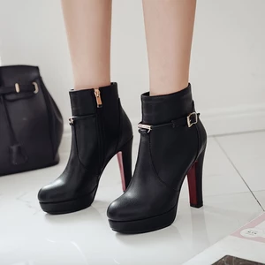 Giày cao gót mùa thu đông cỡ lớn 34-46, bốt ngắn nữ, gót chunky, sexy, đa năng, bốt đi hộp đêm, bốt Martin nữ, giày đi làm thời trang cho nữ