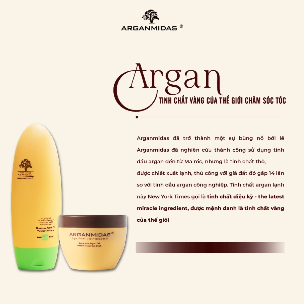 Ảnh Combo dầu gội kiềm dầu Arganmidas tạo phồng chân tóc và ủ Collagen siêu dưỡng ẩm Phục Hồi Tóc Hư 450ml 1