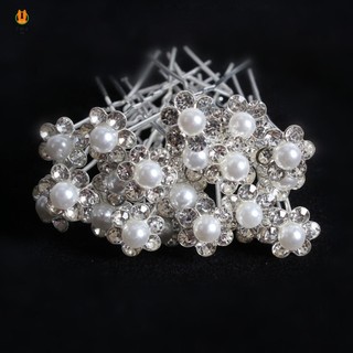 20 Chiếc Cưới Cô Dâu Ngọc Trai Tóc Chân Hoa Lộn Xộn Bun Maker Hợp Kim Tiara Cho Tóc DIY Phụ Kiện Tạo Kiểu Tóc