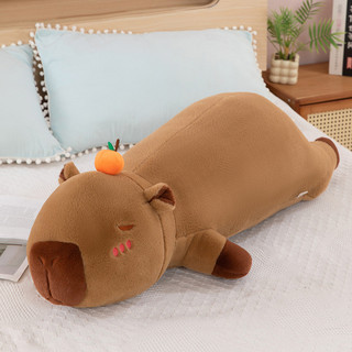 Đệm gối cho phụ nữ ngủ ngang hình capybara ôm chân màu cam, gối dài cho giường