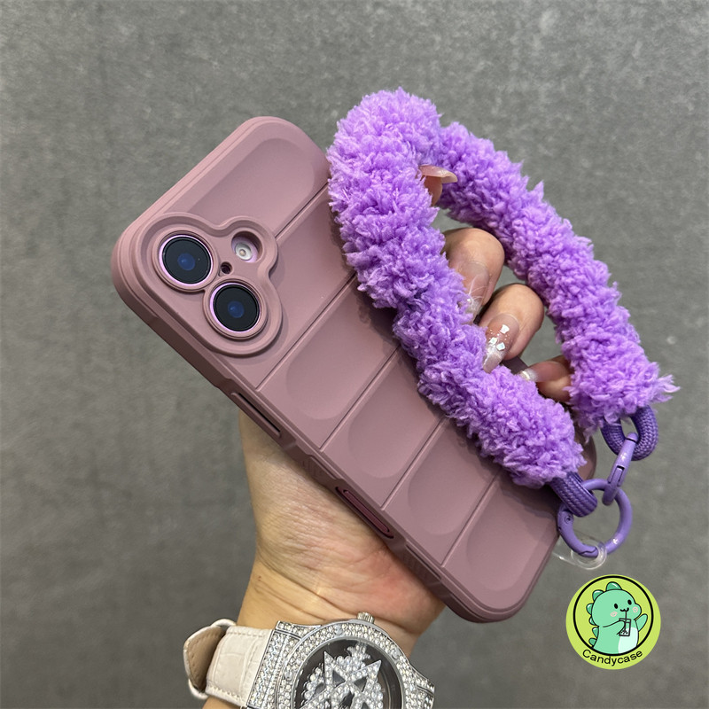 Vỏ Có Dây Đeo Sang Trọng Cho iPhone 17 Pro Max 17 Air 16E 16 Pro Max 17Air 17ProMax Vỏ 3D Đơn Giản Hoạt Hình Dễ Thương Màu Kẹo Dây Đeo Tay Chống Sốc Trượt Matte Soft Case