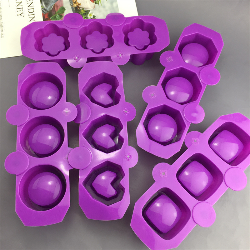 3 Khoang Kim Cương Trái Tim Hoa Mận Đá Cốc Khuôn Silicon Ngôi Sao Tròn Vuông Mọng Nước Pudding Cốc Khuôn Xi Măng Thạch Cao Khuôn Bánh Nướng Nến