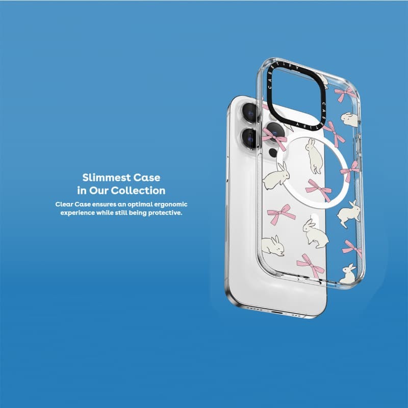 Casetify X Rabbit Ribbon Case Impact Clear Magnetic Hút Case cho iPhone 16 / 15 / 14 / 13 Pro Max | Mặt sau Acrylic bảo vệ quân sự với bao bì cao cấp