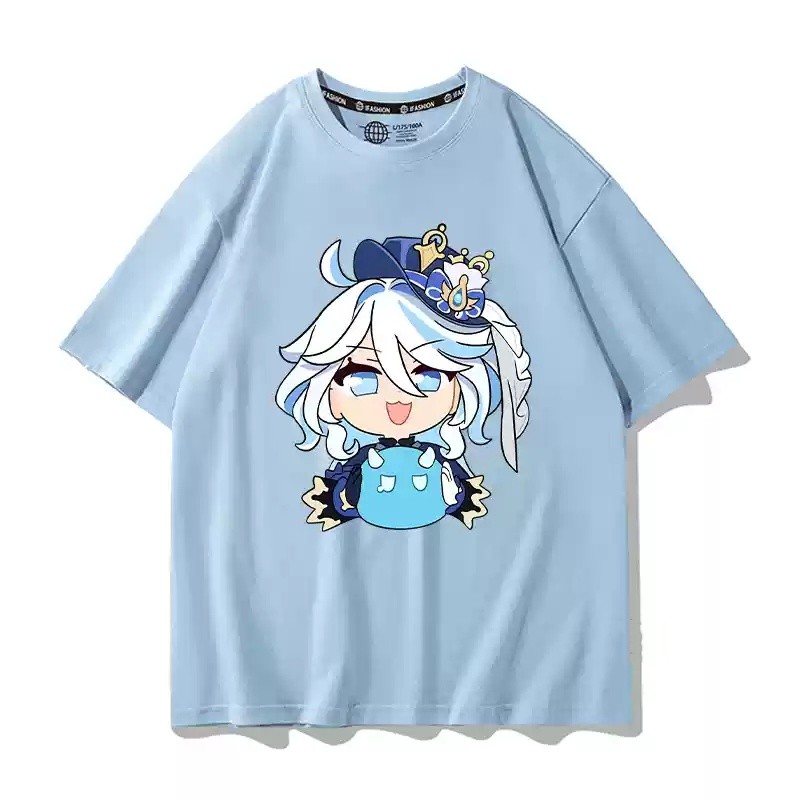 Gn Genshin Impact Furina Focalors trò chơi áo thun mùa hè Anime tay ngắn hàng đầu NG