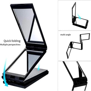 Gương gấp ba mặt CLEARLINE, Gương gấp nhiều góc di động có thể gập lại, Góc nhìn 360 độ Gương trang điểm gấp 4 mặt cầm tay để cắt tóc