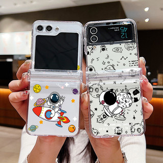 Họa Tiết Hoạt Hình Trong Suốt Vỏ Điện Thoại Cho Samsung Galaxy Z Flip 6 Flip 5 Flip 4 5G Full Bản Lề Cứng PC Gấp Dành Cho Samsung Z Flip 6 5 4 3