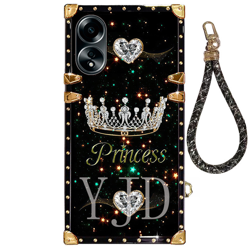 Ốp YJD Cho OPPO A58 A78 A38 A18 A98 Princess Crown Series Dây Tay Cạnh Thẳng Vỏ Điện Thoại Chống Sốc