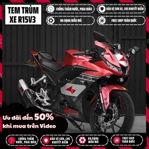 Tem trùm R15v3 màu đỏ | Mẫu R15H009 | Decal dán xe thiết kế riêng cao cấp, bảo hành 3 năm