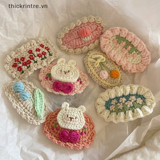 THI Ngọt Ngào Hoạt Hình Dễ Thương Phong Cách Mục Vụ Cô Gái Len Móc Hoa Trẻ Em BB Kẹp Handmade Dệt Kim Phụ Kiện Tóc VN