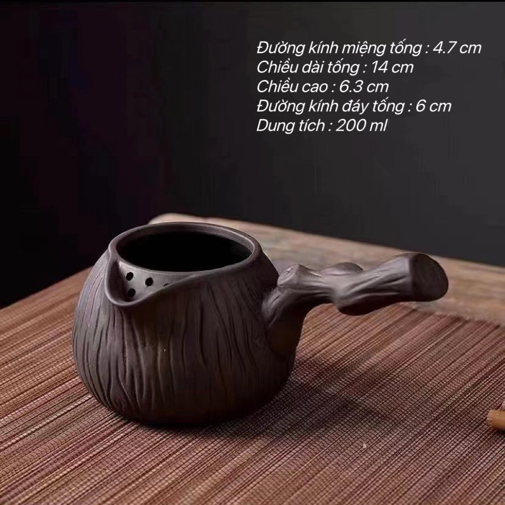 Tống chuyên trà bằng gốm tử sa cán ngang dung tích 200 ml