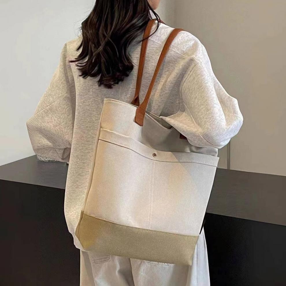 Túi Tote vải dung tích lớn Túi đựng đồ đi lại Túi vải sinh viên nghệ thuật Schoolbag Túi vải đeo vai Túi Tote đeo chéo Túi đeo vai Túi đựng đồ màu nâu