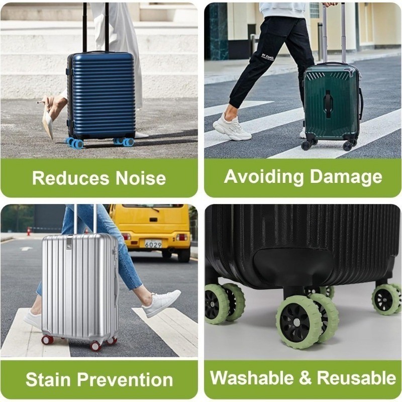 [Đặc sắc] Vỏ bánh vali du lịch - Bảo vệ bánh xe hành lý - Tay bảo vệ con lăn - Silicon huỳnh quang, giảm tiếng ồn, chống mài mòn - Dành cho đồ nội thất, hộp xe đẩy