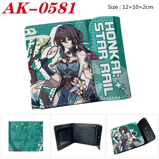 GC2 Honkai Star Rail Hoạt Hình Anime PU Ví Ngắn Sinh Viên Ví Đựng Tiền Xu In Đa Năng Khe Cắm Thẻ Túi