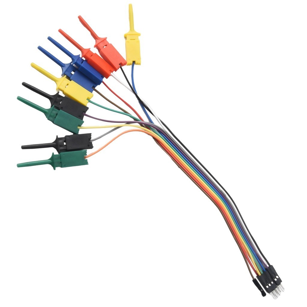 Bộ kẹp móc kim 25cm 10 Bộ phân tích Logic 5 màu Đầu dò kẹp cáp