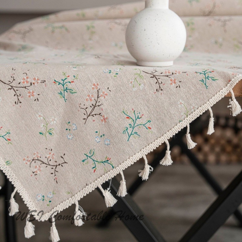Đơn giản Nhỏ Tươi Cotton Vải Lanh In Khăn Trải Bàn Gia Đình Bàn Cà Phê Chống Bụi Khăn