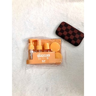 Bộ Chiết Mỹ Phẩm Du Lịch Cao Cấp Gồm 5 Món Dụng Cụ Chiết Mini Tiện Lợi  - Túi Zip Có Khoá Kéo M74
