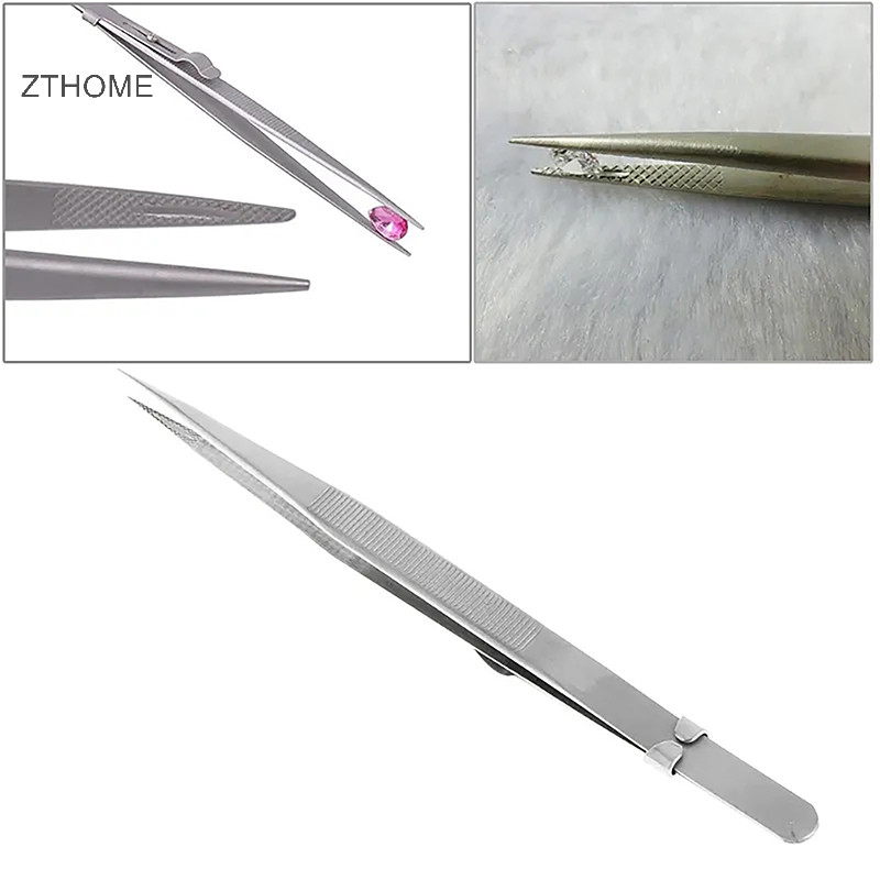 Zthome Dụng cụ làm đồ trang sức Nhíp lõm Rãnh kim cương Thép không gỉ có thể điều chỉnh Dụng cụ thủ công cho thợ kim hoàn HOT