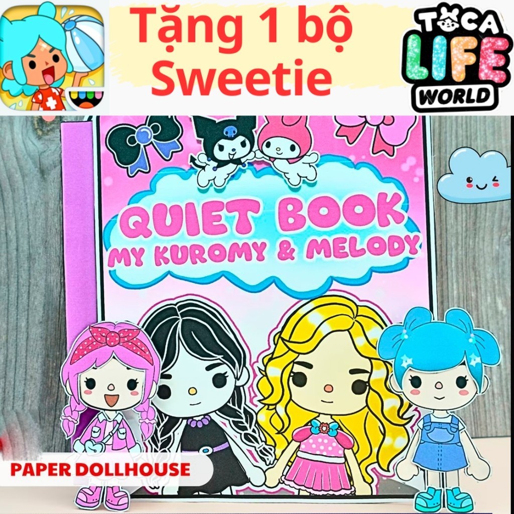 ĐỒ CHƠI NGÔI NHÀ BÚP BÊ GIẤY CẮT THỦ CÔNG DIY - TOCA LIFE WORLD -  MẪU DB02 - KUROMI VÀ MELODY