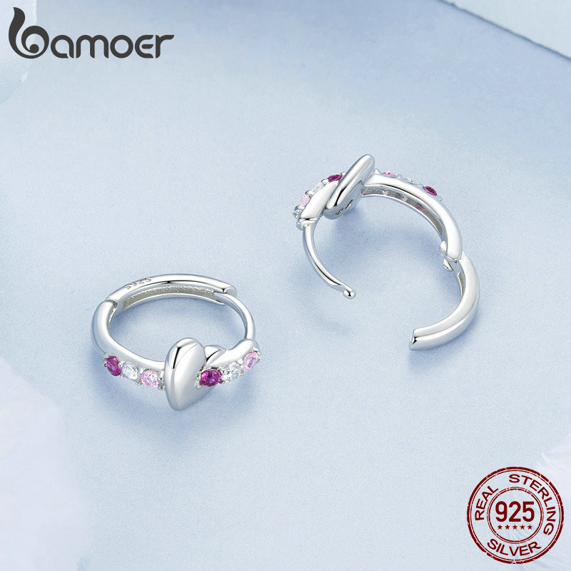 Bông Tai Bạc Bamoer 925 Tinh Tế Zircon Tai Dành Cho Nữ Bé Gái Quà Tặng BSE1044
