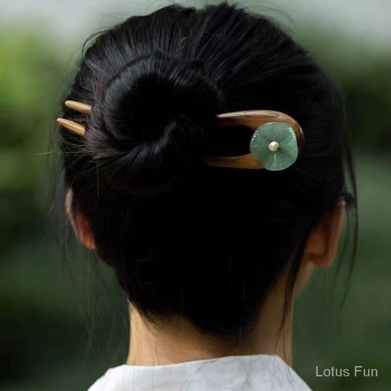Lá Sen Cây Mun Hình Chữ u Kẹp Tóc Đôi Kẹp Tóc Cao Cấp Phong Cách Retro Đơn Giản Kẹp Tóc Nữ