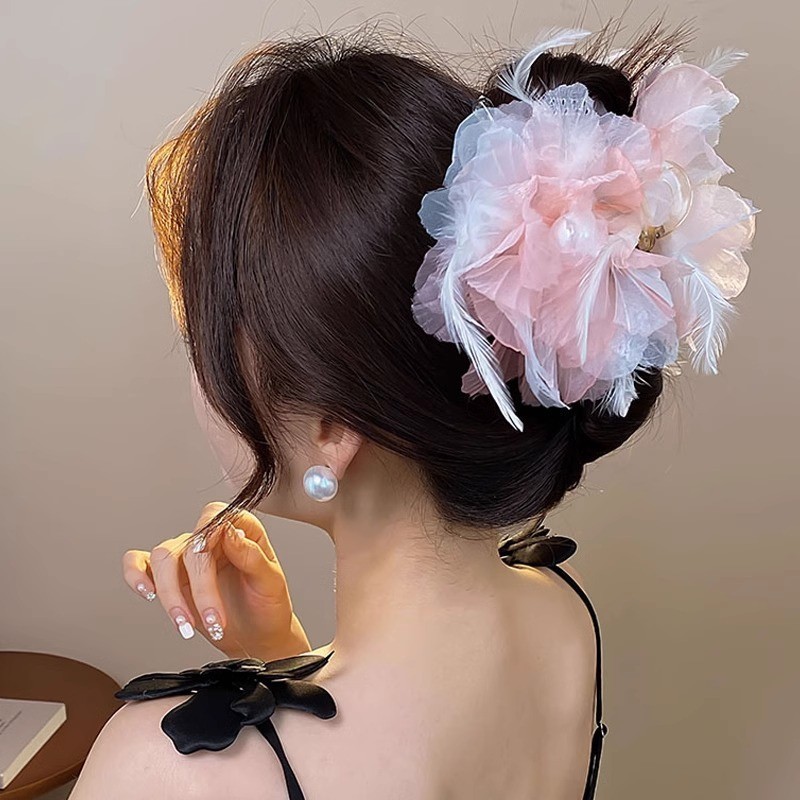 Lông Hoa Kẹp Mùa Hè Lớn Nữ Cá Mập Kẹp Mũ Đội Đầu
